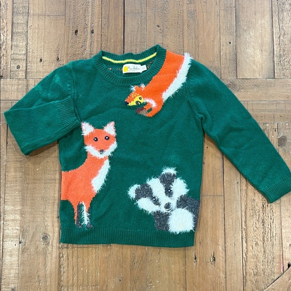 Mini Boden fuzzy woodland animal crewneck sweater 4-5 years - Picture 1 of 5
